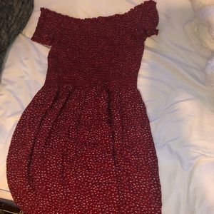 Short Off The Shoulder Red Brandy Dress